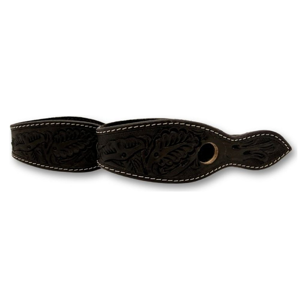 Leder Slobber Bars mit Blumen Punzierung, dunkelbraun