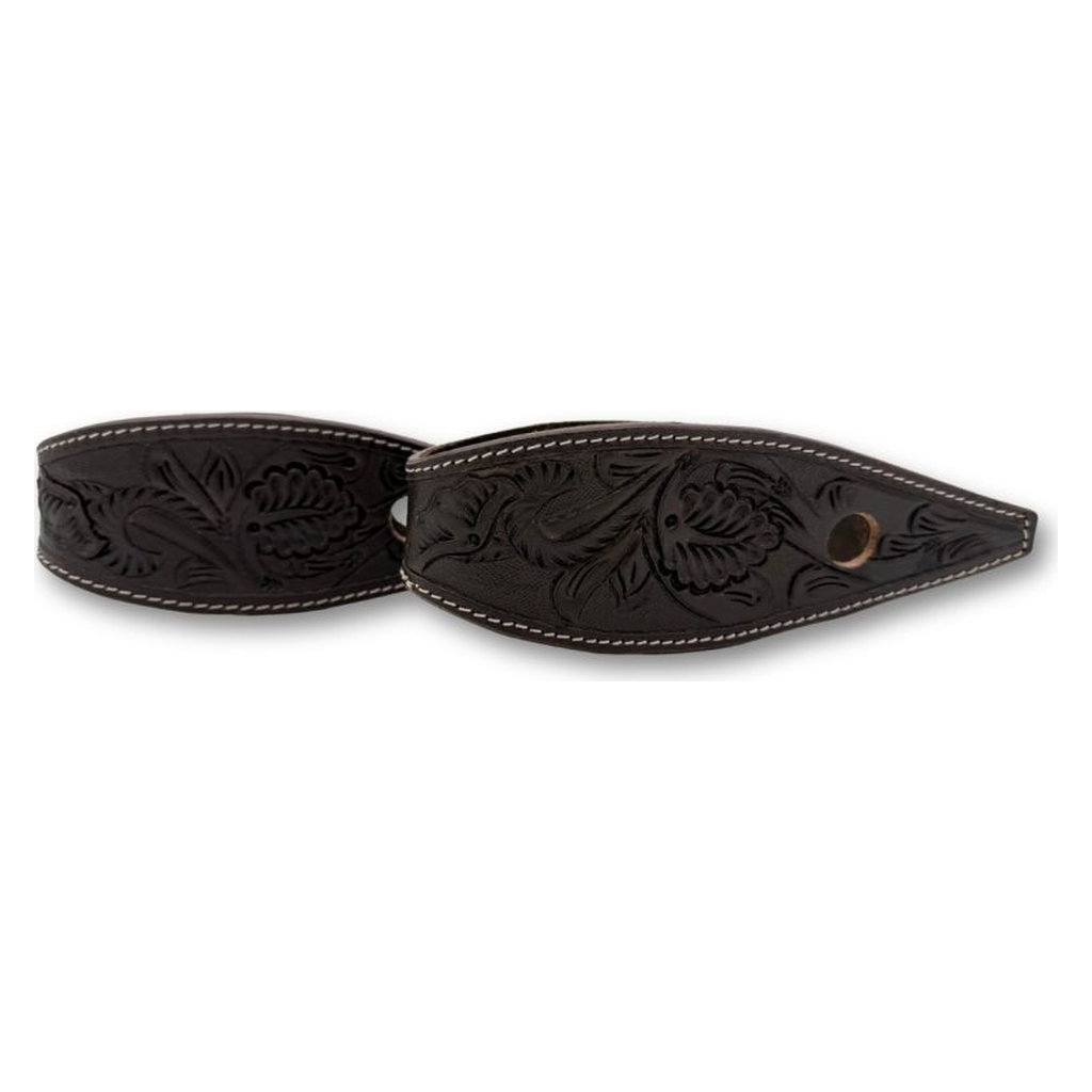 Leder Slobber Bars mit Blumen Punzierung, dunkelbraun