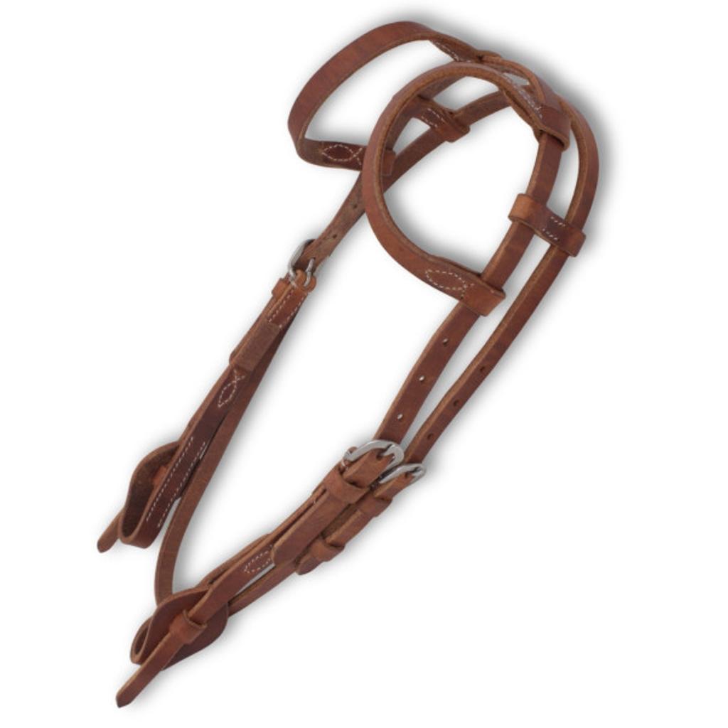 Zweiohr Westerntrense Quick Change mit Kehlriemen, Western Arbeitszaum, amerikanisches Leder