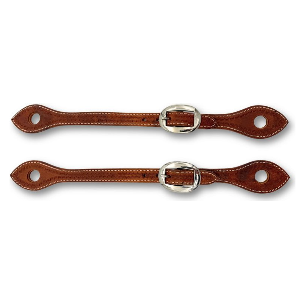 Quick Change Leder Slobber Bars aus amerikanischem Leder mit Punzierung, braun
