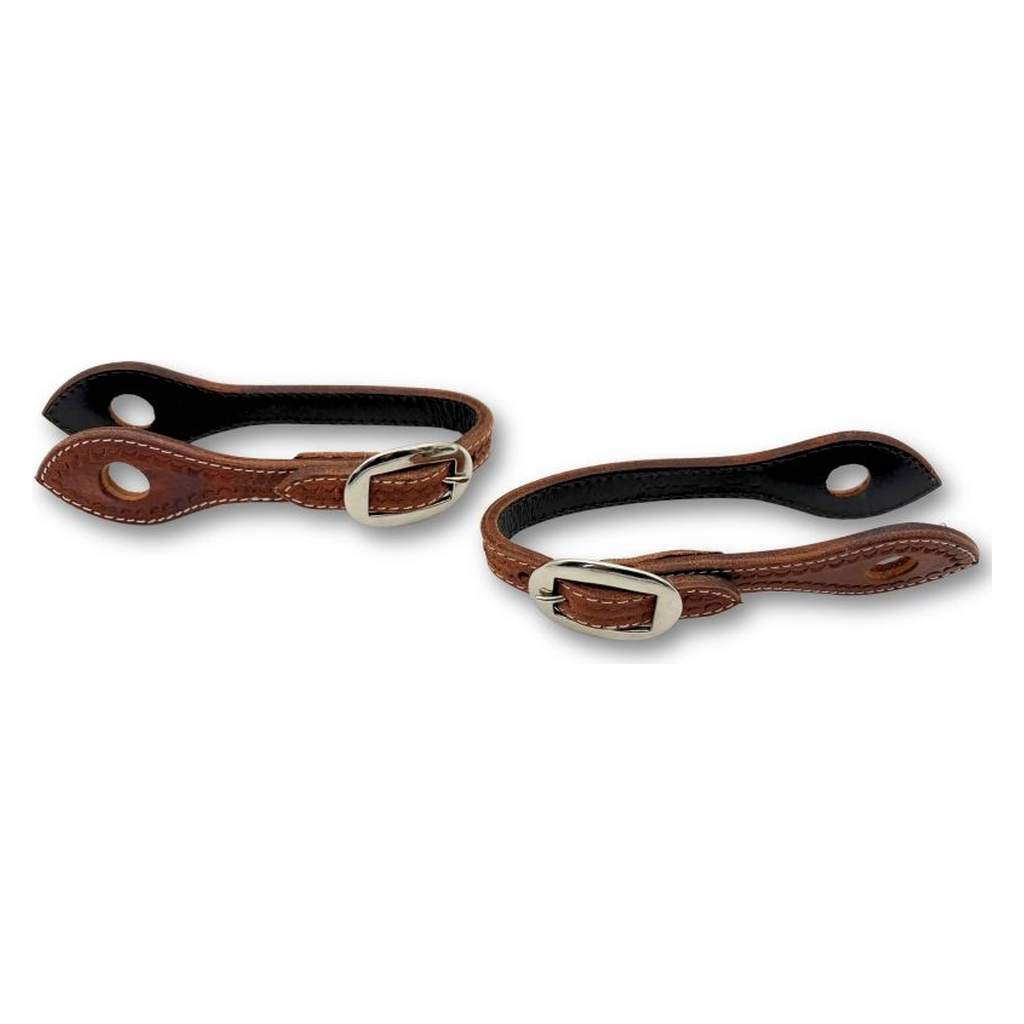 Quick Change Leder Slobber Bars aus amerikanischem Leder mit Punzierung, braun