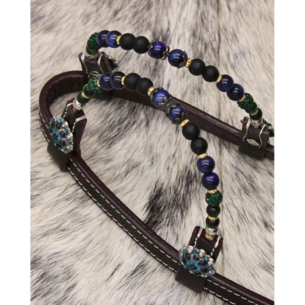 Zweiohr Show Westerntrense blau/türkis/grün mit Perlen-Earloop