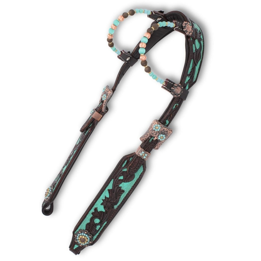 Zweiohr Super Soft anatomische Westerntrense Türkis mit Perlen-Earloop, dunkelbraun