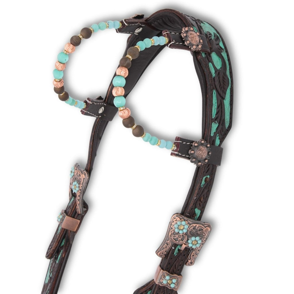 Zweiohr Super Soft anatomische Westerntrense Türkis mit Perlen-Earloop, dunkelbraun