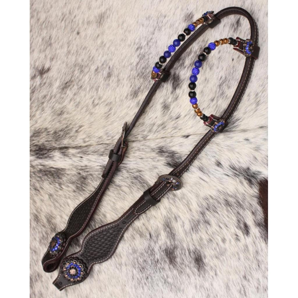 Zweiohr Show Westerntrense royalblau mit Perlen-Earloops