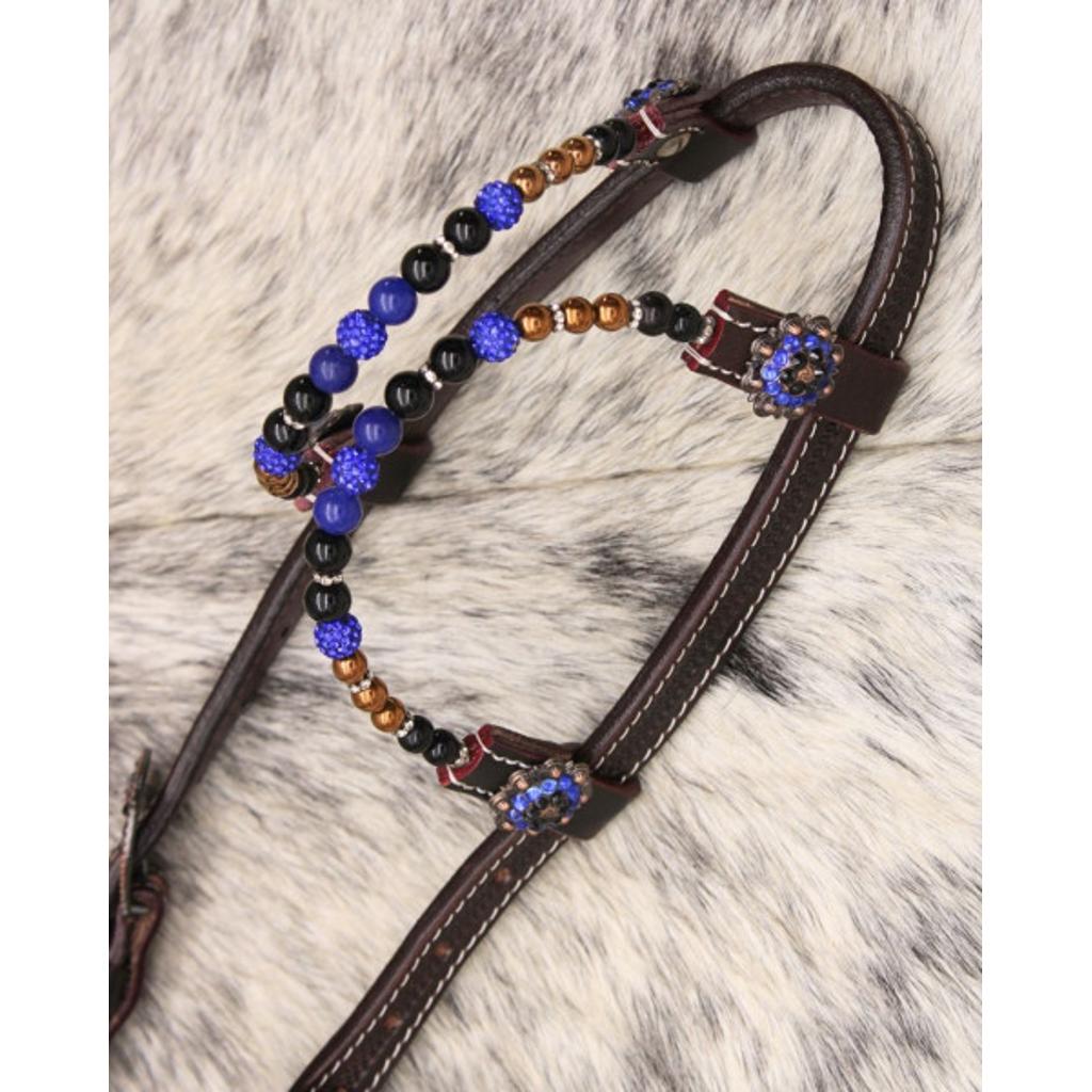 Zweiohr Show Westerntrense royalblau mit Perlen-Earloops