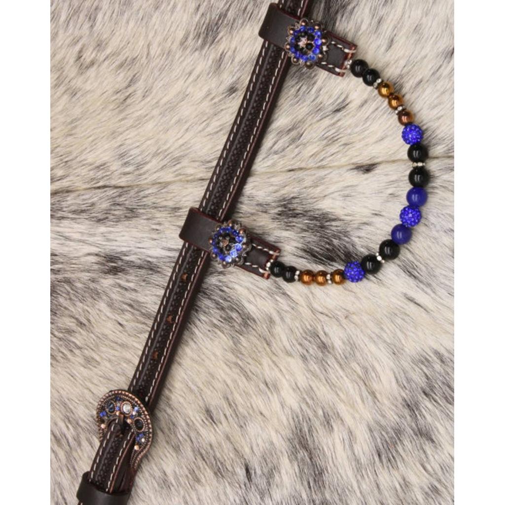 Zweiohr Show Westerntrense royalblau mit Perlen-Earloops