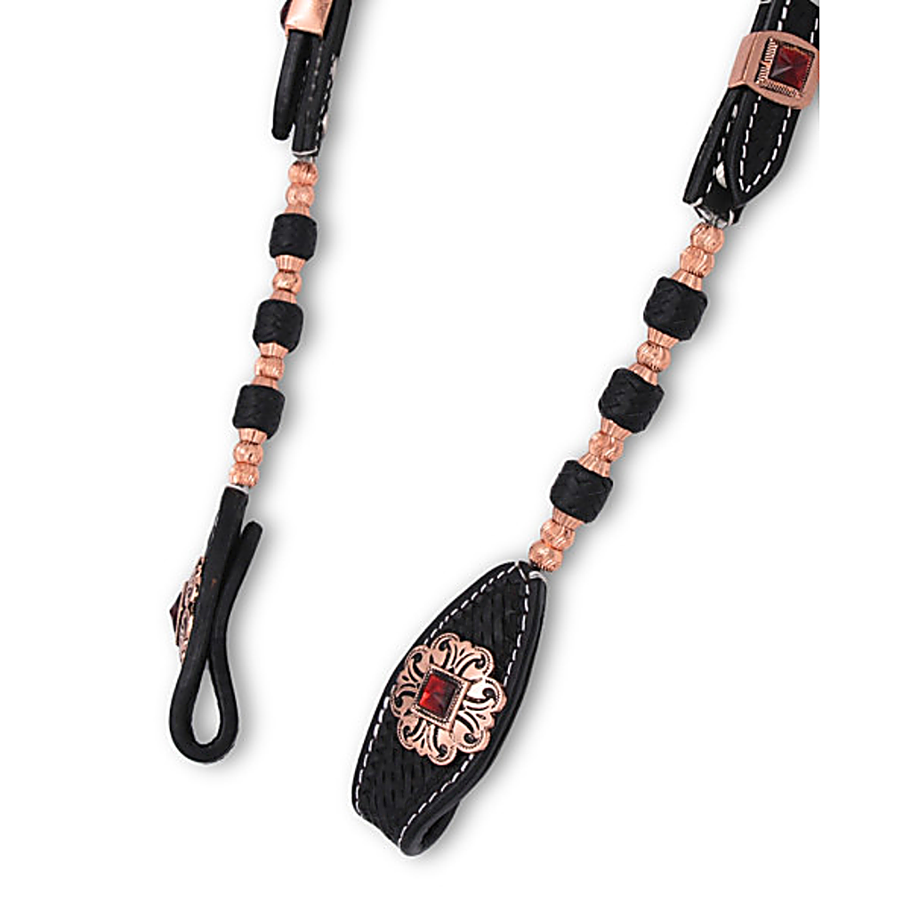 Zweiohr Westerntrense Schwarz Rosegold mit Perlen-Earloop