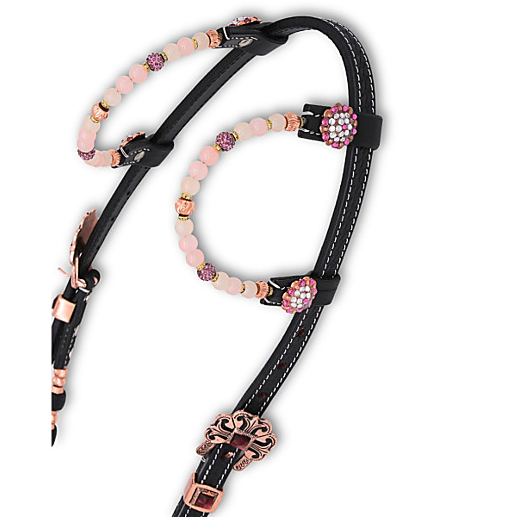 Zweiohr Westerntrense Schwarz Rosegold mit Perlen-Earloop