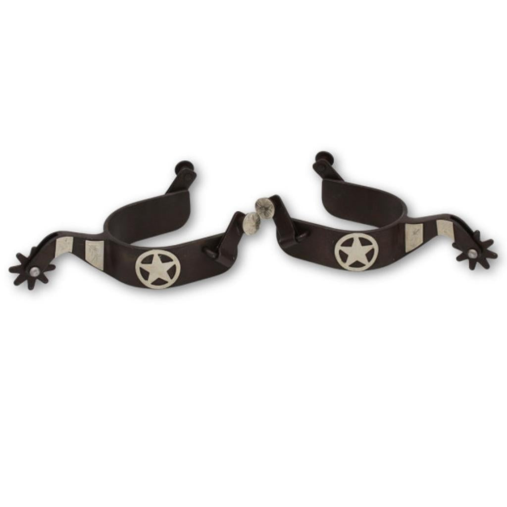 Westernsporen braun mit Texasstern, Rädchensporen