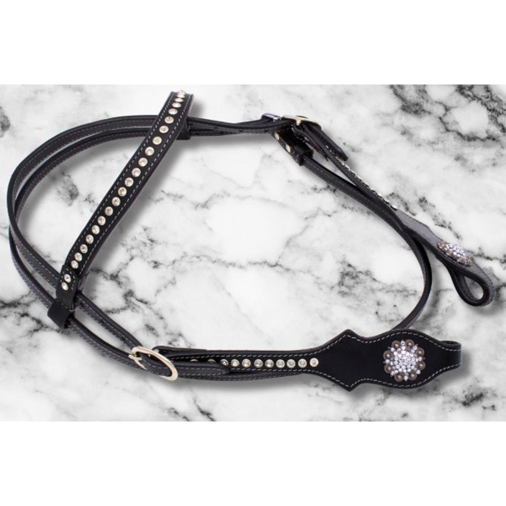 Elegante Westerntrense schwarz mit klaren Strasssteinchen