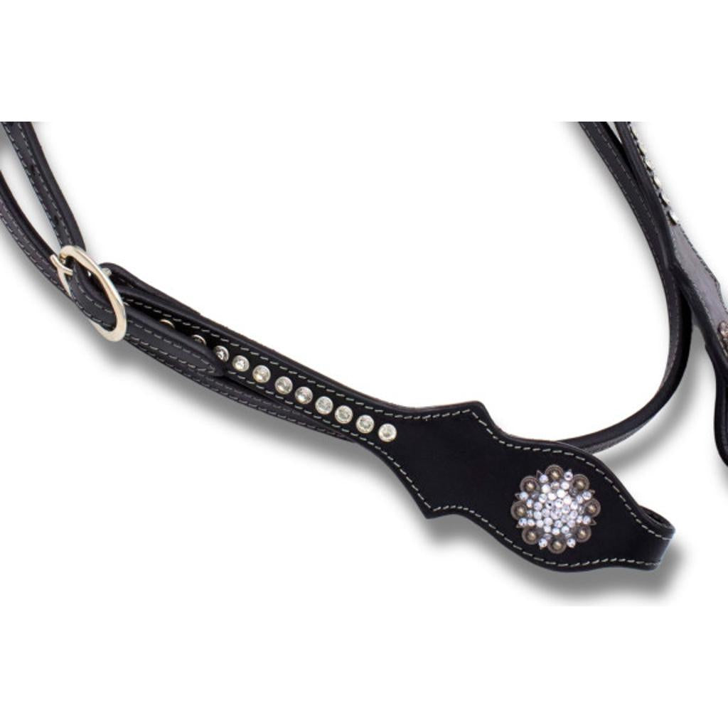 Elegante Westerntrense schwarz mit klaren Strasssteinchen