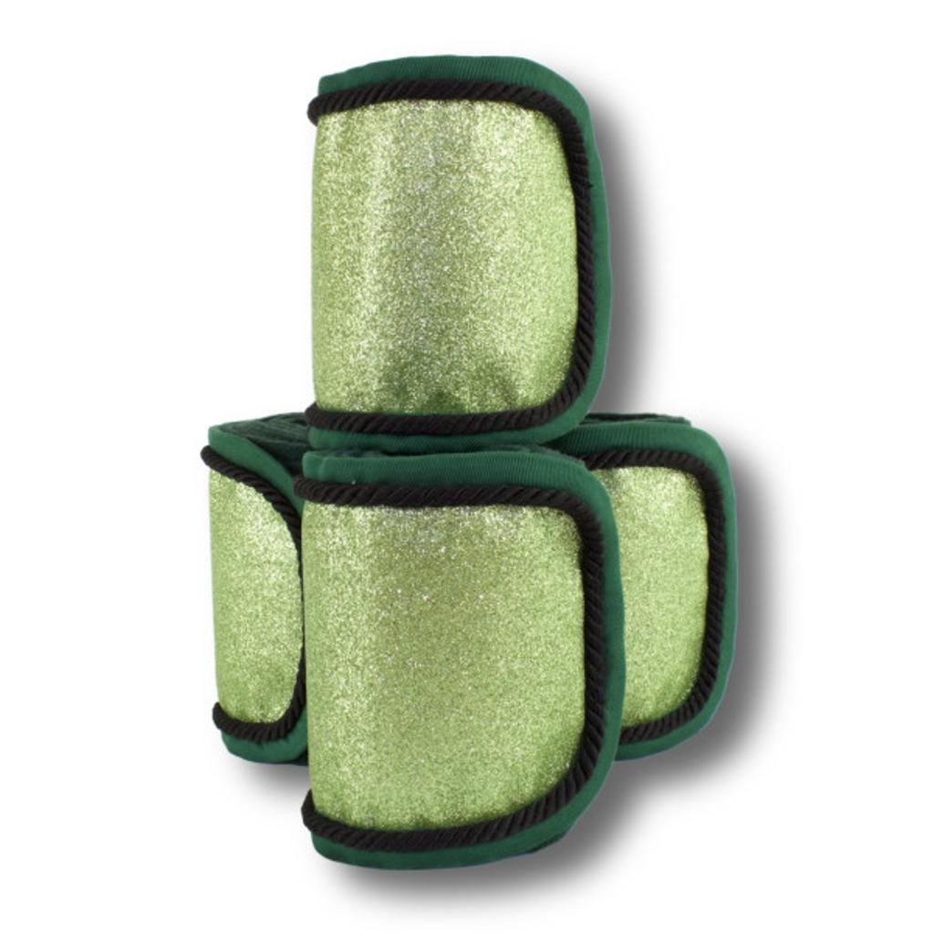 Fleecebandagen 4-er Set, grün Glitzer