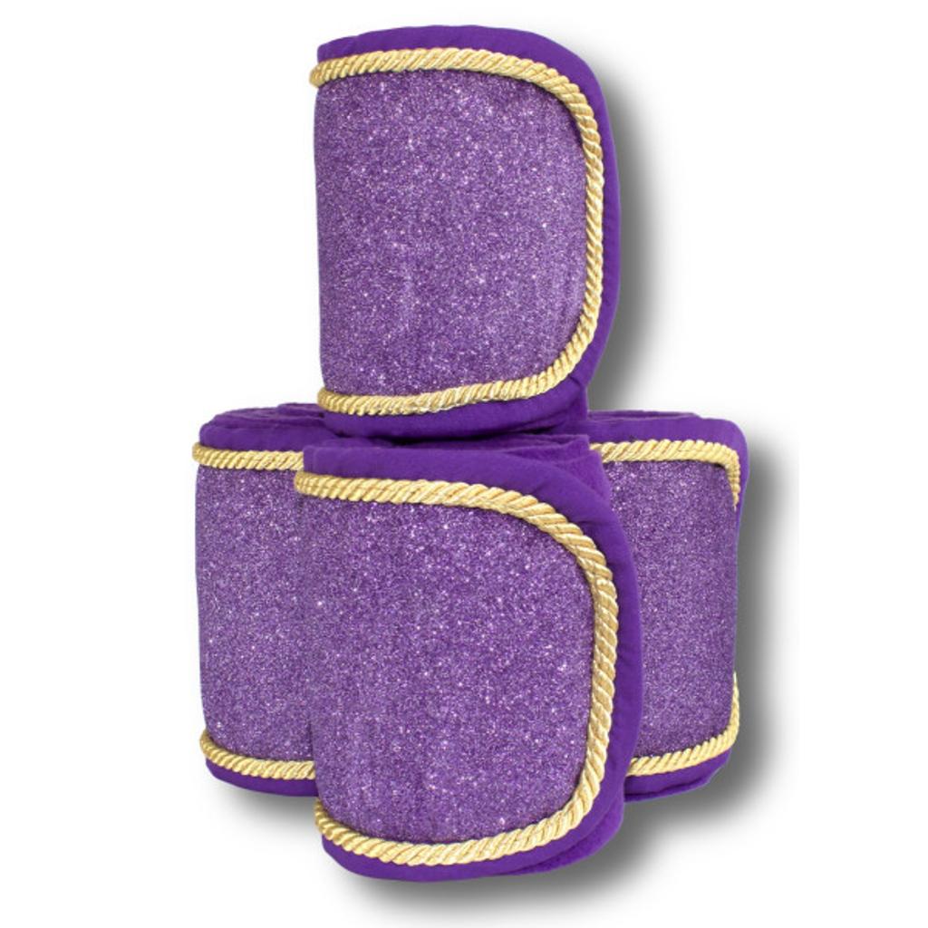 Fleecebandagen 4-er Set, dark purple Glitzer
