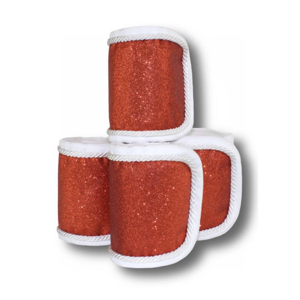 Fleecebandagen 4-er Set, rot Glitzer