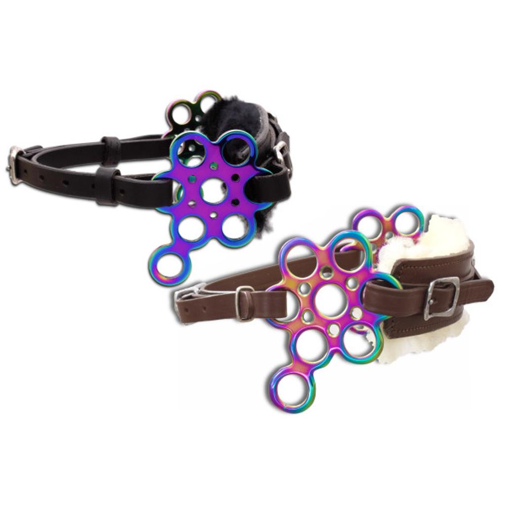 Hackamore Flower rainbow, echt Lammfell, schwarz/braun