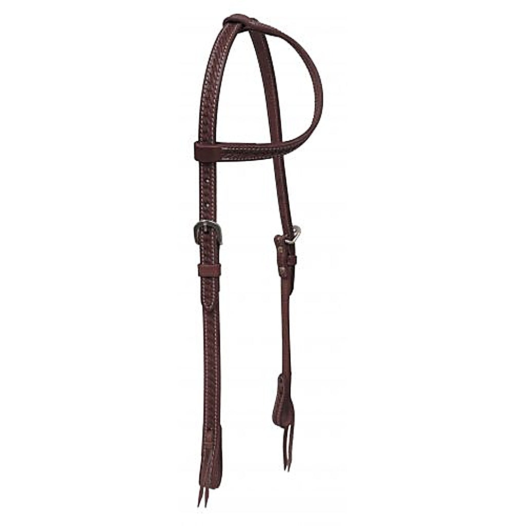 Einohr Westerntrense, Zaumzeug mit Korbflechtmuster und Edelstahl-Beschlägen