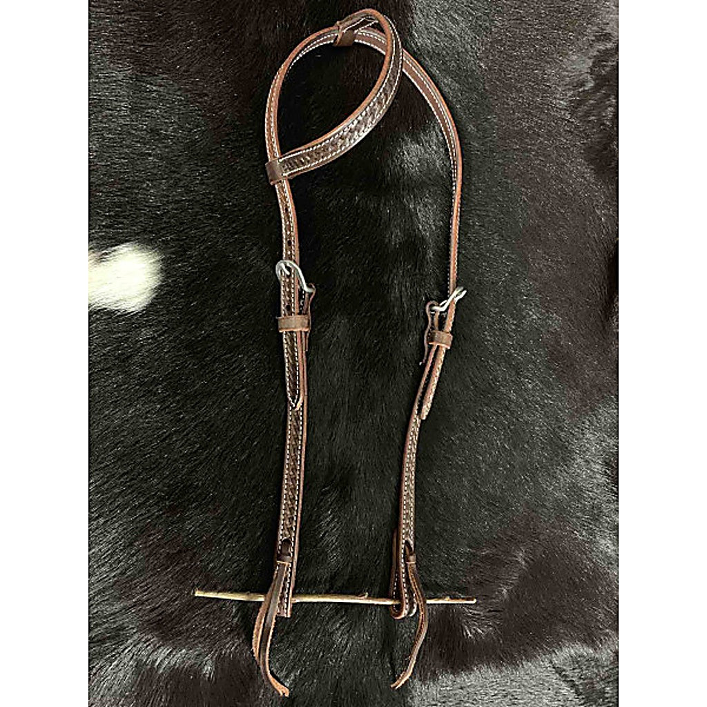 Einohr Westerntrense, Zaumzeug mit Korbflechtmuster und Edelstahl-Beschlägen