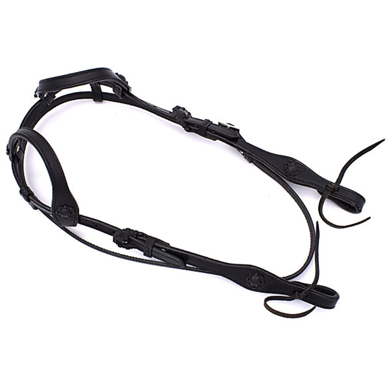 Zweiohr Westerntrense schwarz in schwarz, mit abnehmbarem Kehlriemen