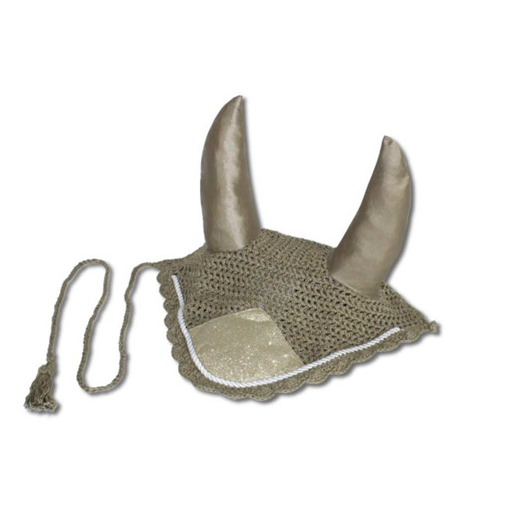 Fliegenmütze, Fliegenhaube Glitzer champagner