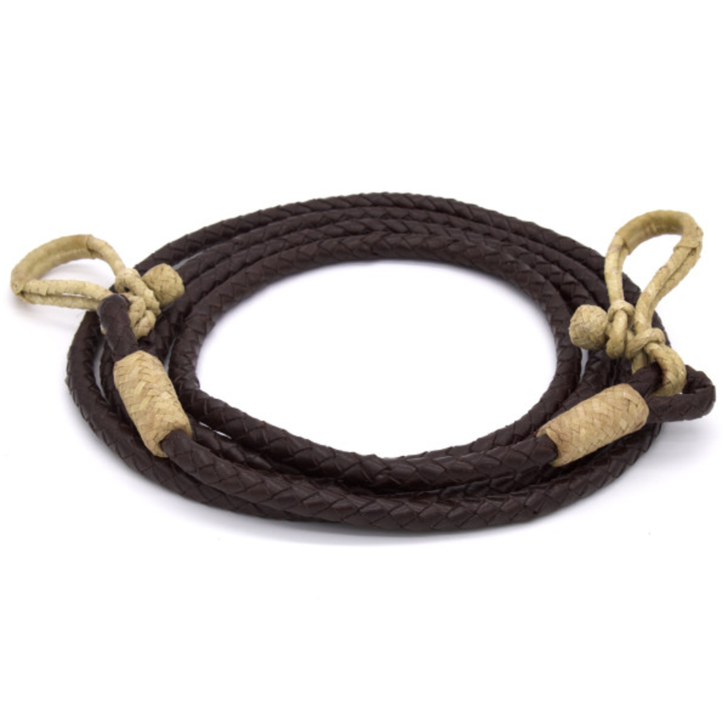 Geflochtene Lederzügel geschlossen mit Rohhaut 3,1 Meter