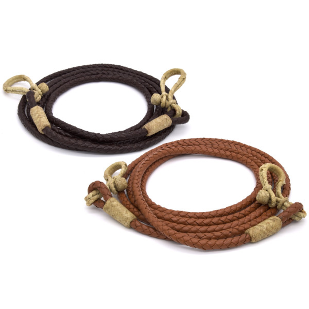Geflochtene Lederzügel geschlossen mit Rohhaut 3,1 Meter