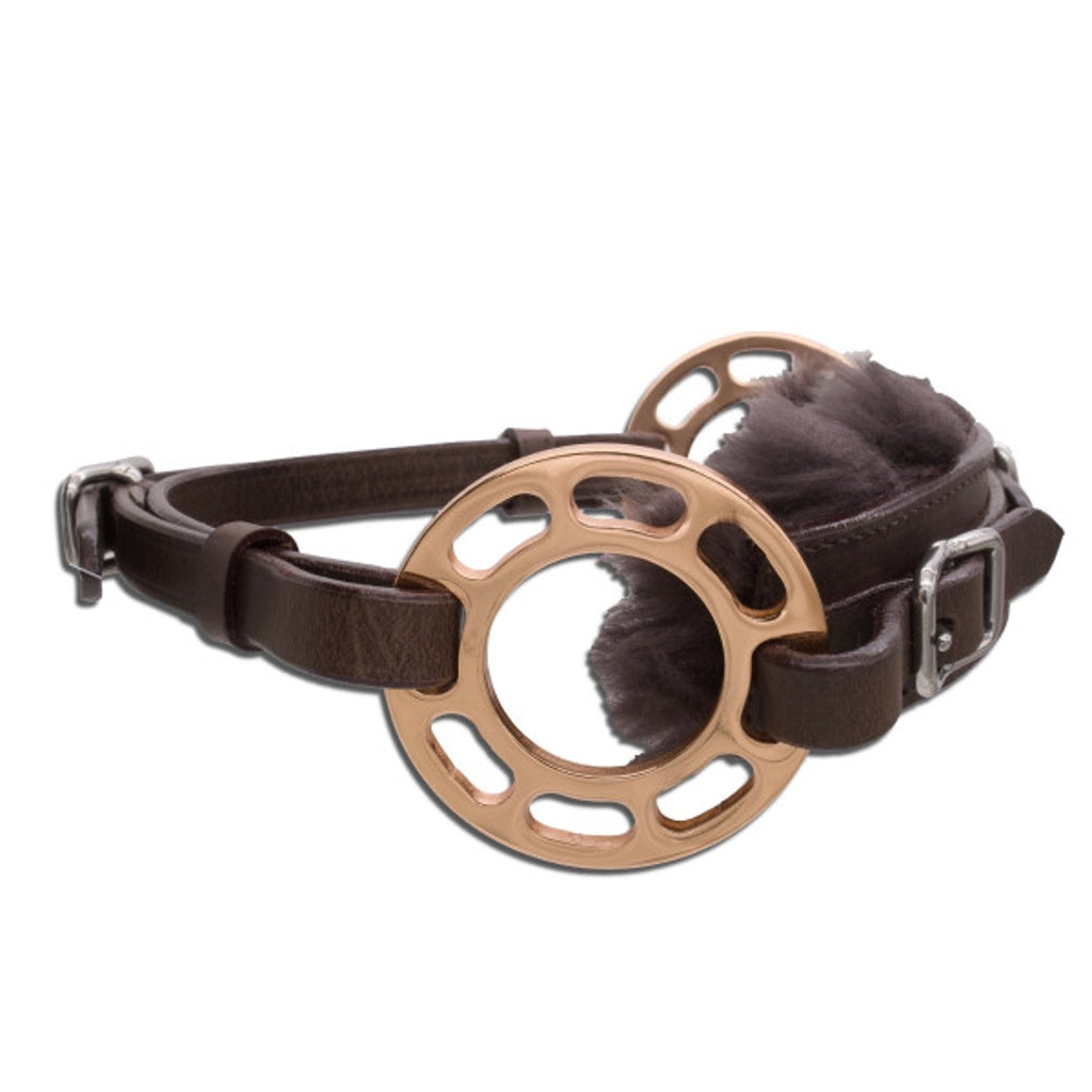 Glücksrad rosegold, mit Lammfell, gebisslos, rosegold-schwarz/braun