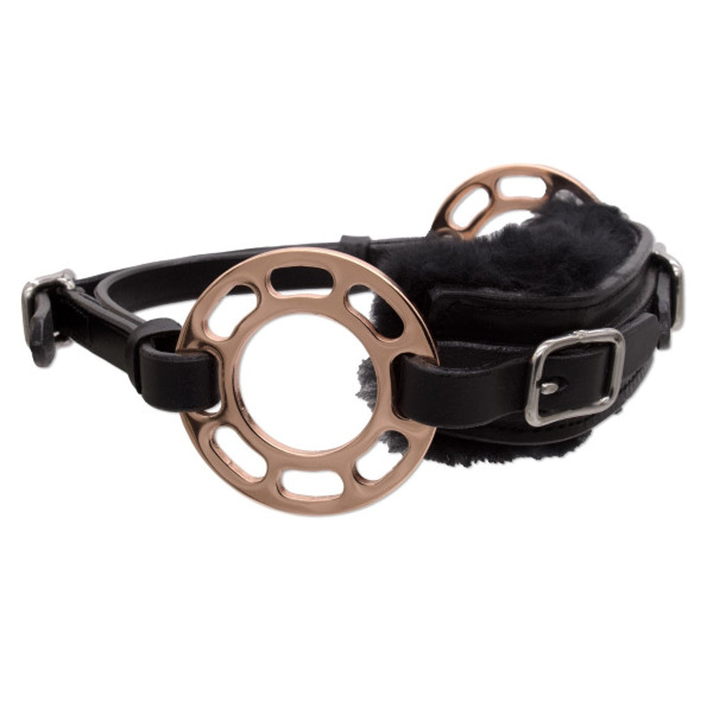 Glücksrad rosegold, mit Lammfell, gebisslos, rosegold-schwarz/braun