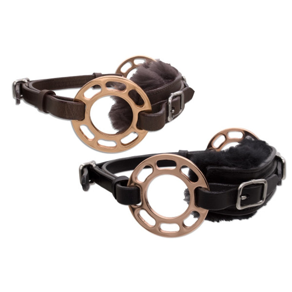 Glücksrad rosegold, mit Lammfell, gebisslos, rosegold-schwarz/braun