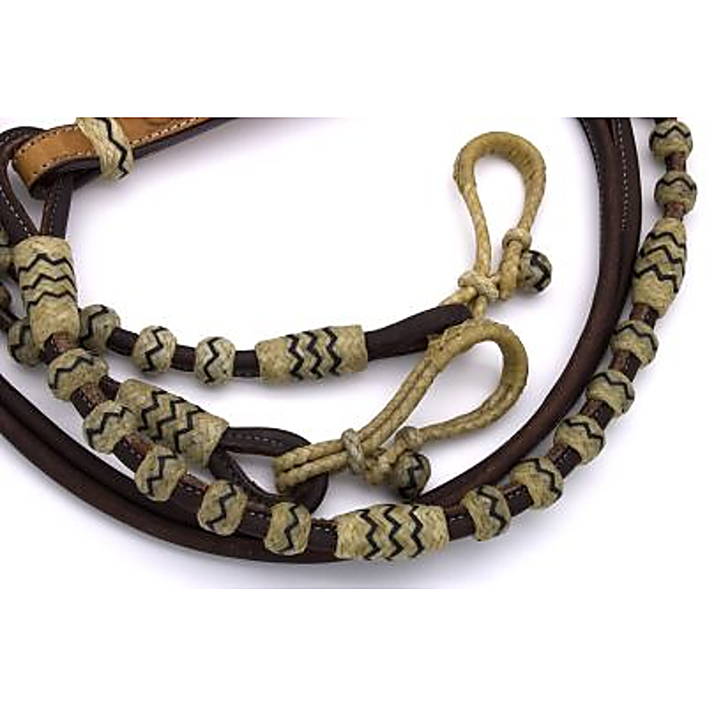Leder Romal Reins mit Rohhaut und Lederklatsche