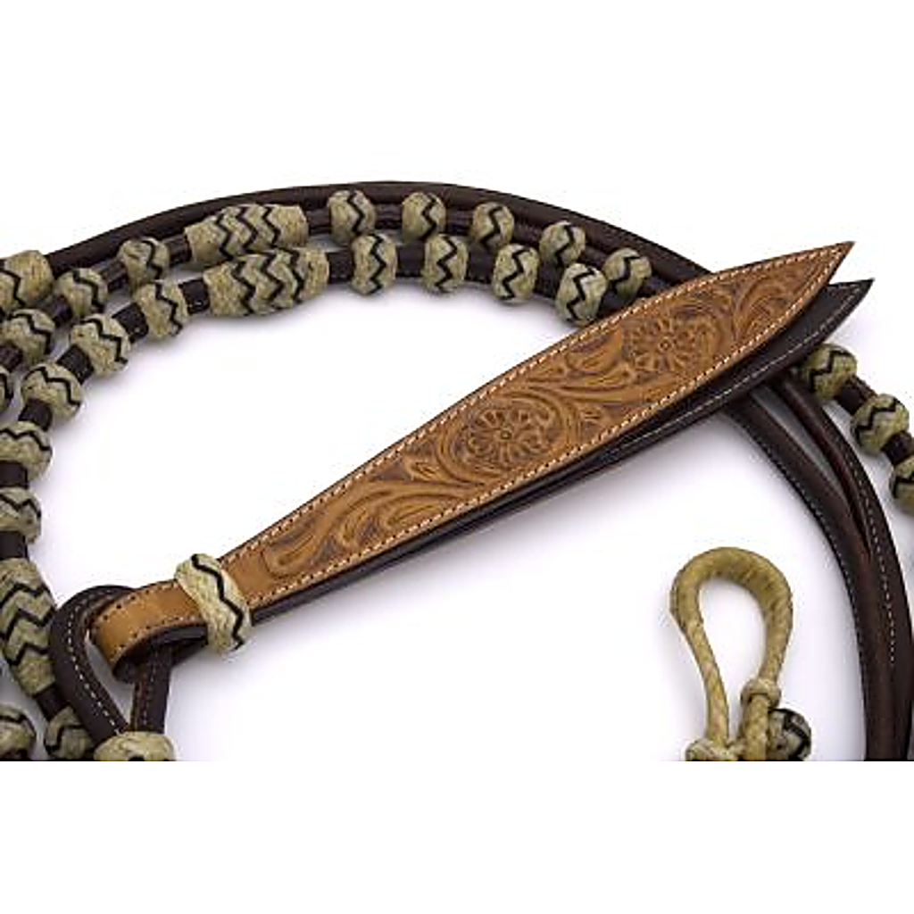 Leder Romal Reins mit Rohhaut und Lederklatsche