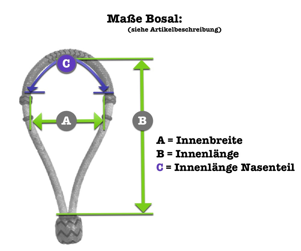 Western Bosal mit Rohhaut-Kern und schwarzen Verzierungen 5/8 Zoll