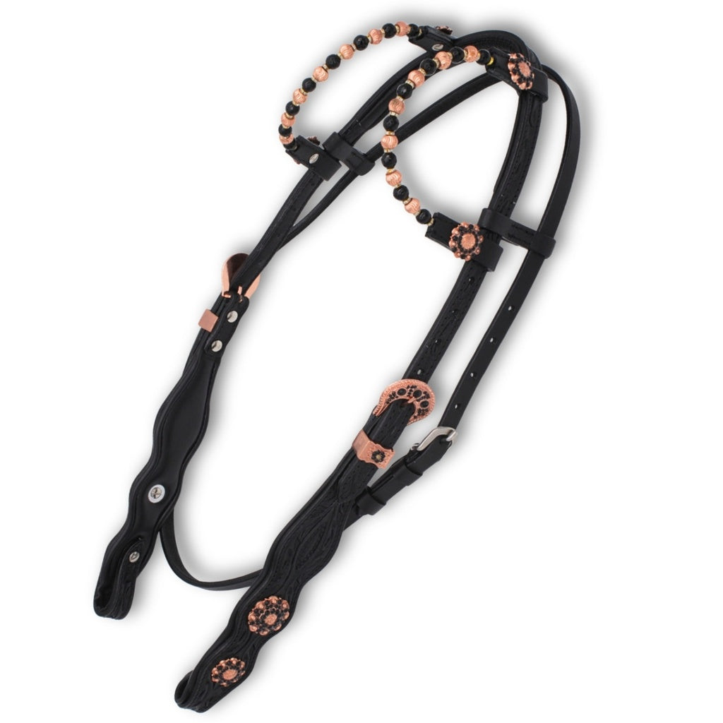 Super Soft Westerntrense Zweiohr Rosegold/Schwarz mit Kehlriemen