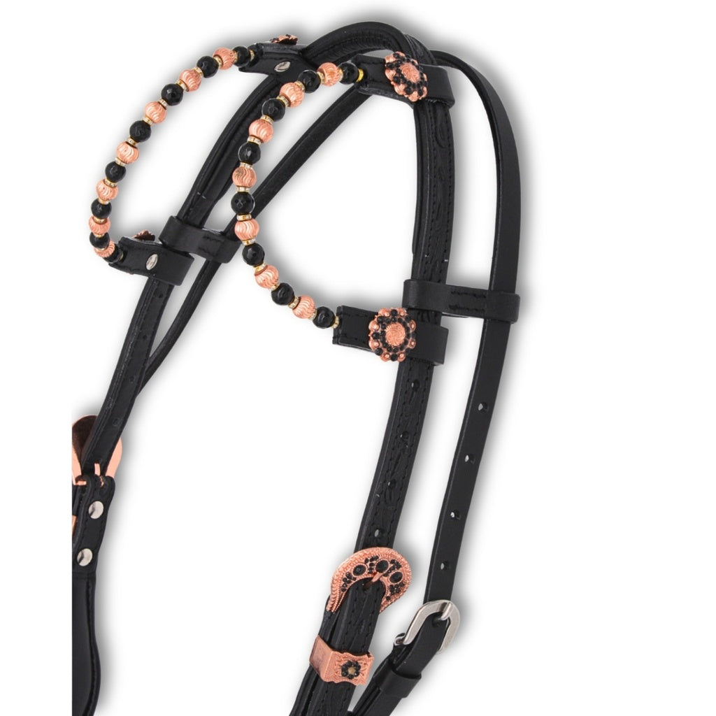 Super Soft Westerntrense Zweiohr Rosegold/Schwarz mit Kehlriemen