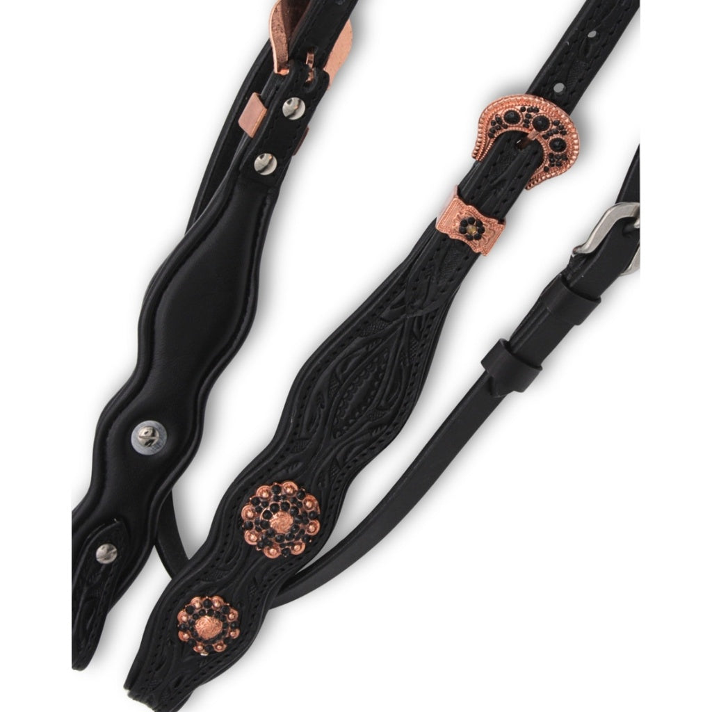 Super Soft Westerntrense Zweiohr Rosegold/Schwarz mit Kehlriemen