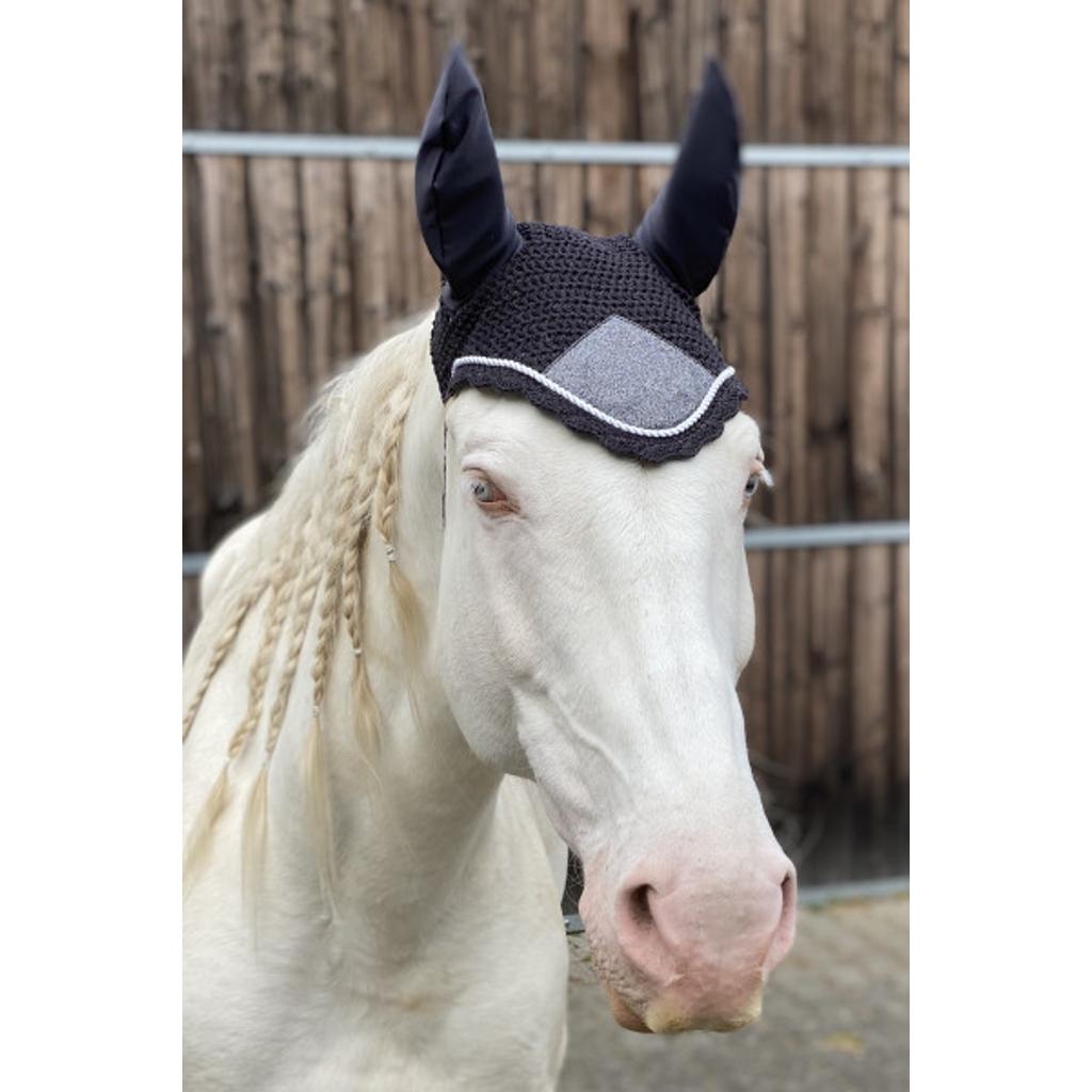 Fliegenmütze, Fliegenhaube Glitzer anthrazit