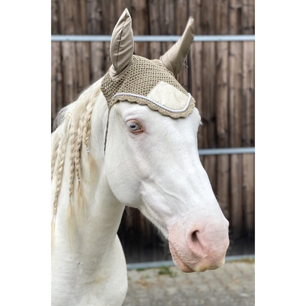 Fliegenmütze, Fliegenhaube Glitzer champagner