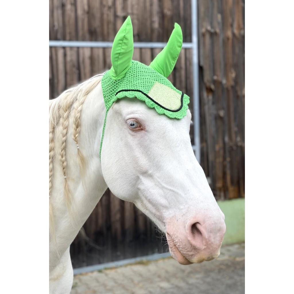 Fliegenmütze, Fliegenhaube Glitzer grün