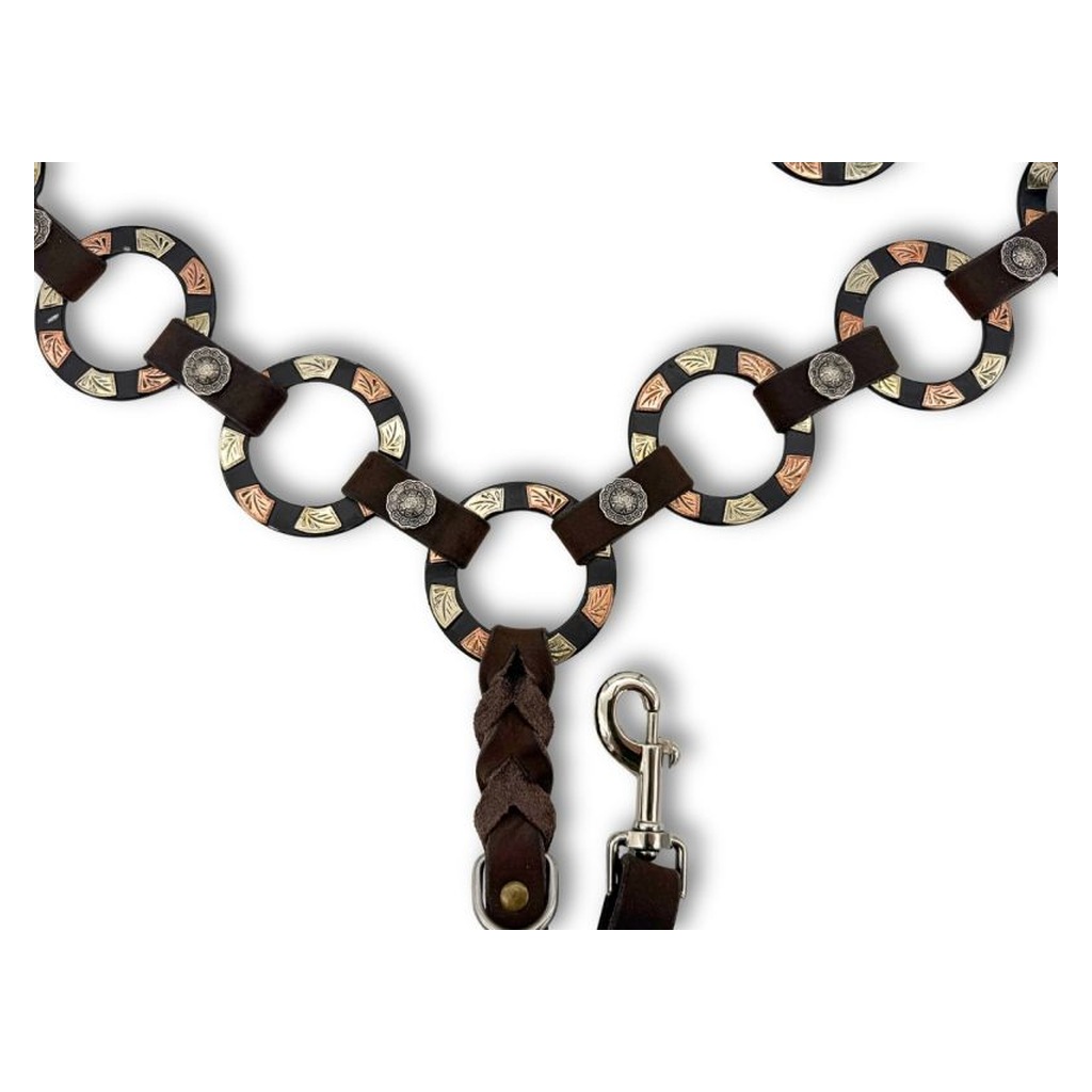 Einohr Westernset dunkelbraun aus Westerntrense und Vorderzeug mit Ringen