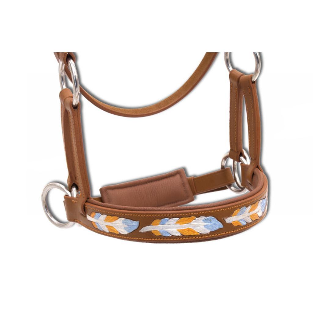 Sidepull super soft, anatomisch, braun, mit Federdesign, gebissloses reiten