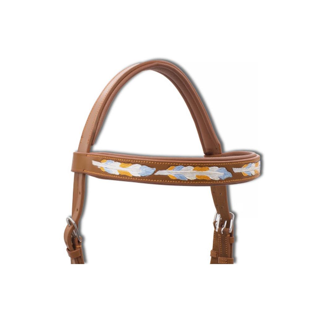 Sidepull super soft, anatomisch, braun, mit Federdesign, gebissloses reiten