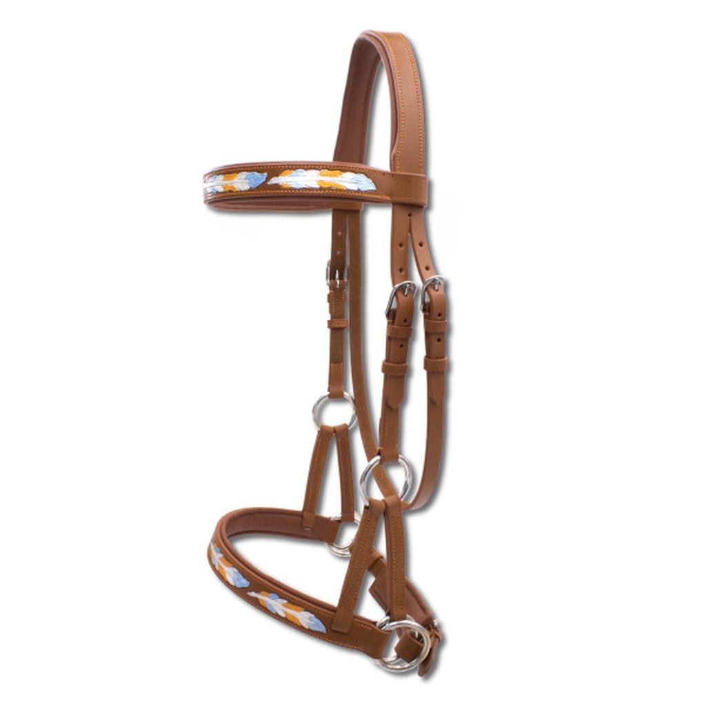 Sidepull super soft, anatomisch, braun, mit Federdesign, gebissloses reiten
