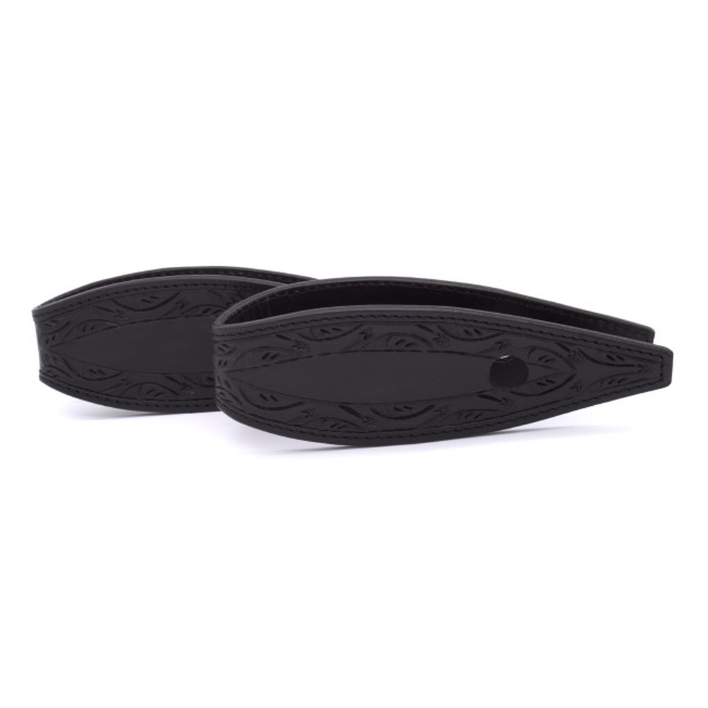 Schwarze Leder slobber bars, slobber straps allblack, mit Punzierung