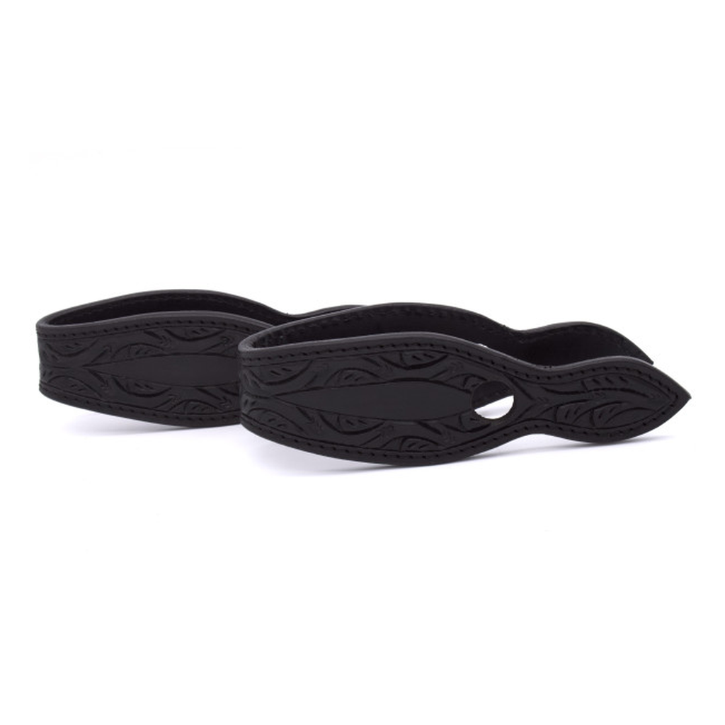 Schwarze Leder slobber bars, slobber straps allblack, mit Punzierung