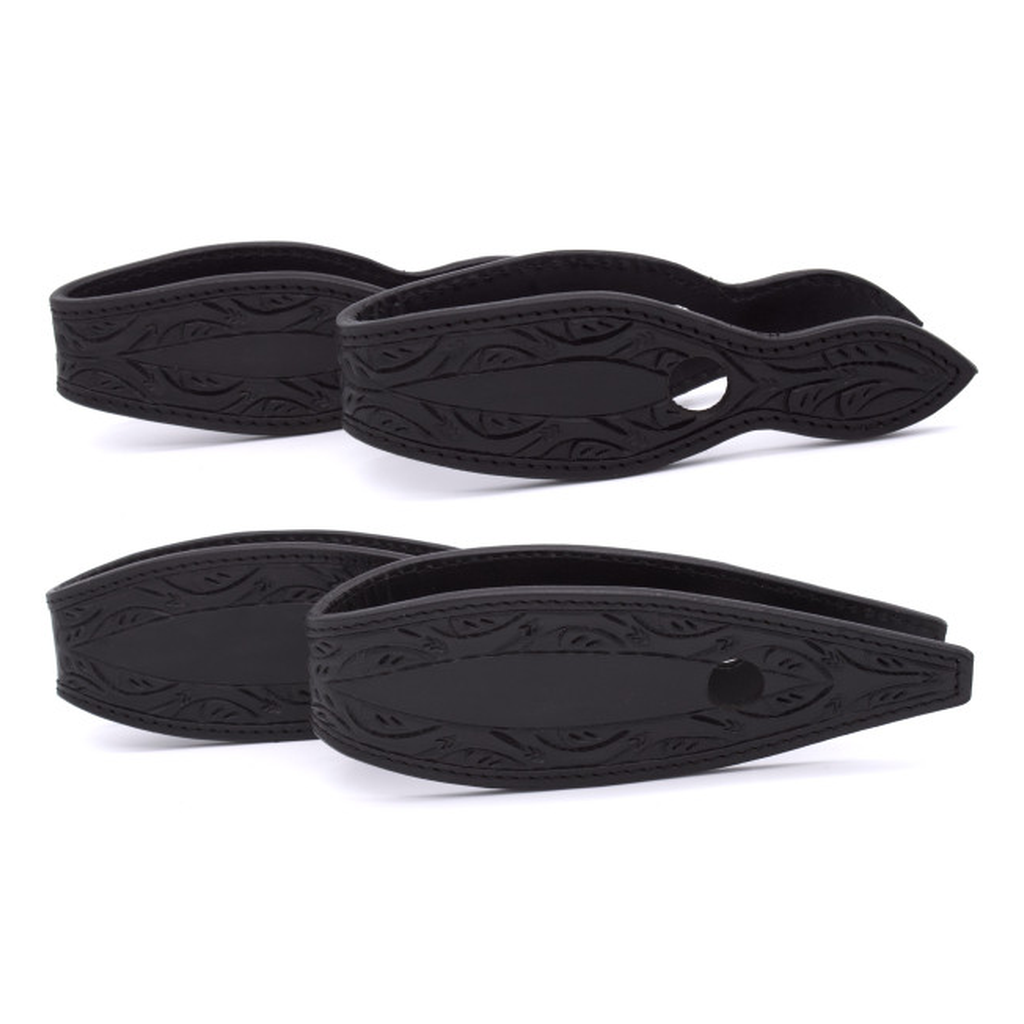 Schwarze Leder slobber bars, slobber straps allblack, mit Punzierung