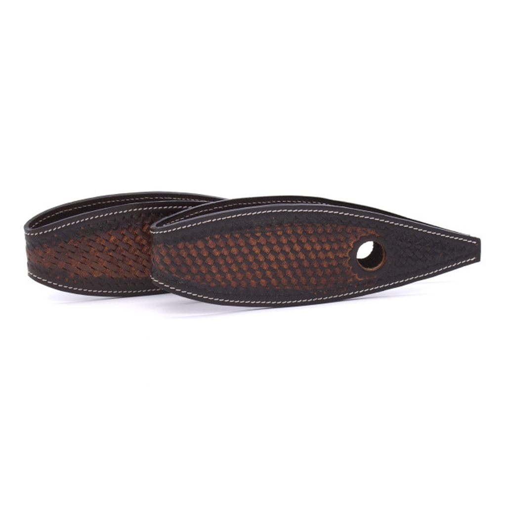 Leder Slobber Bars, slobber straps mit Korbflechtmuster dunkelbraun