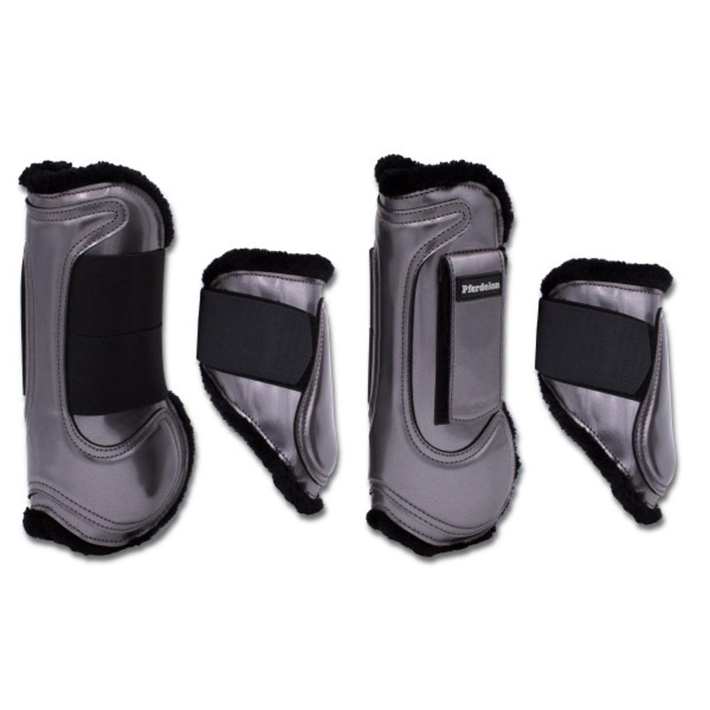 Gamaschen und Streichkappen anthrazitgrau, Springgamaschen 4er Set