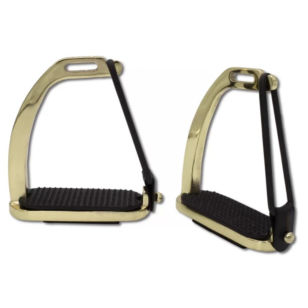 Sicherheitssteigbügel goldfarben Steigbügel mit Gummi