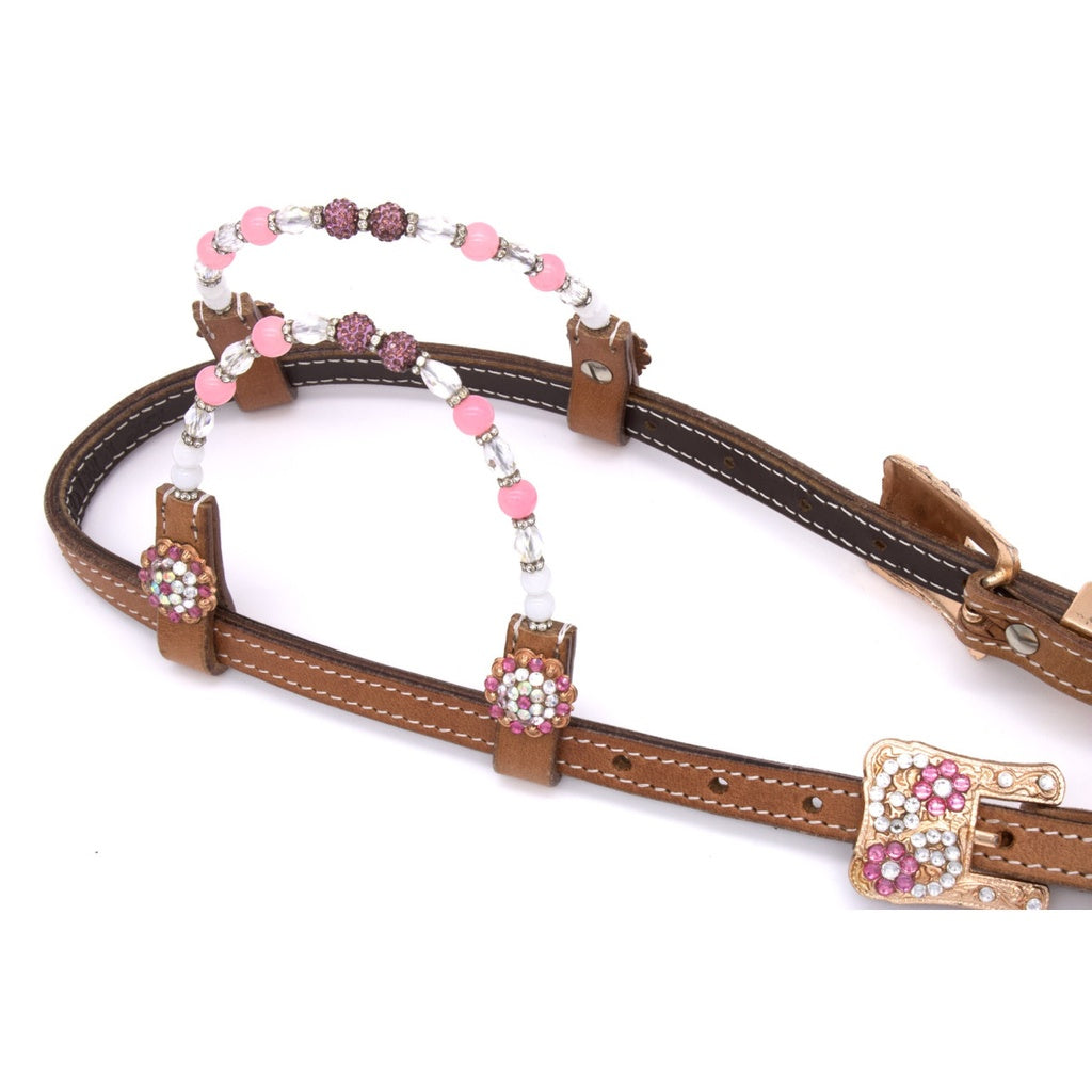 Zweiohr Show Westerntrense Pink/Rosegold mit Perlen-Earloop