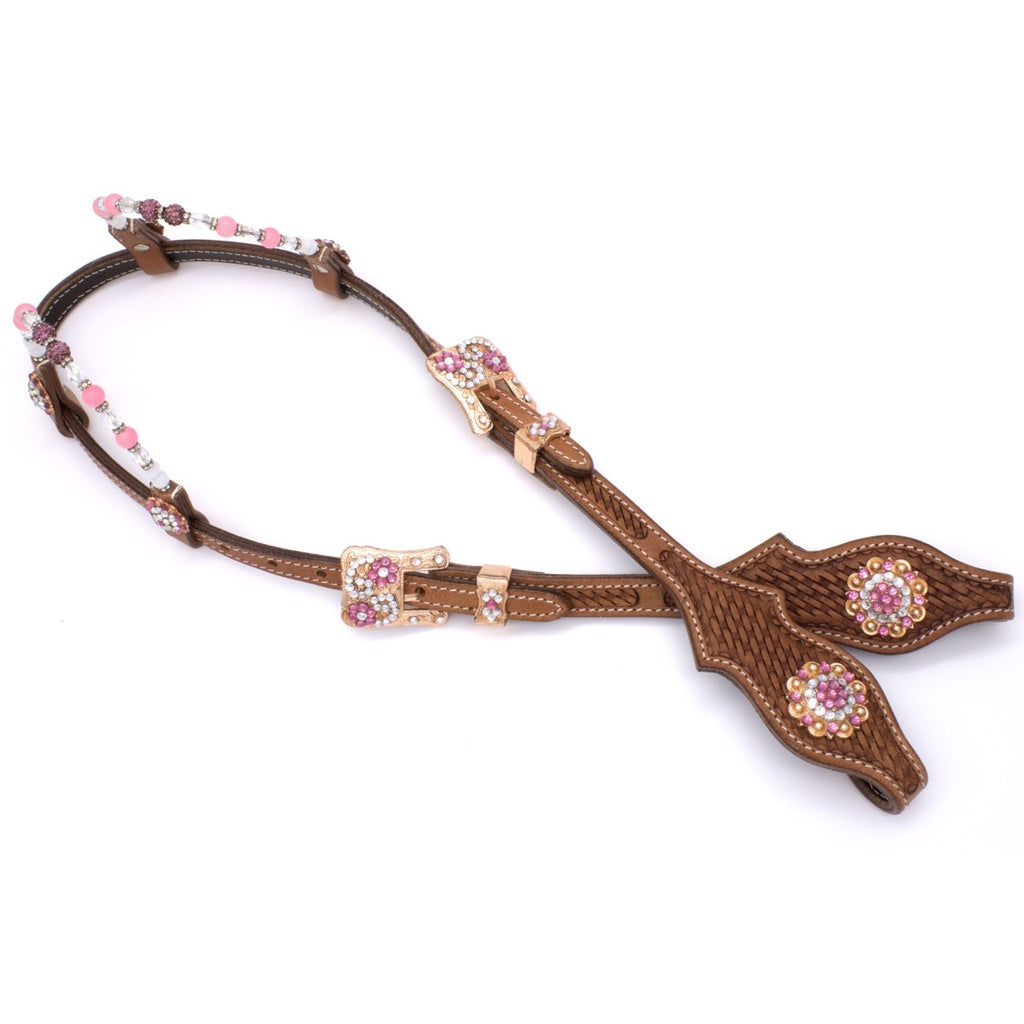 Zweiohr Show Westerntrense Pink/Rosegold mit Perlen-Earloop